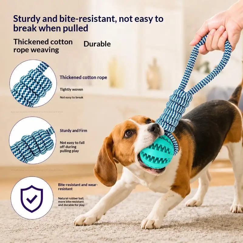 Pet Tug Rope Toy Durable Chewing Dental Health Ball for Interactive Fun Small Medium Dogs