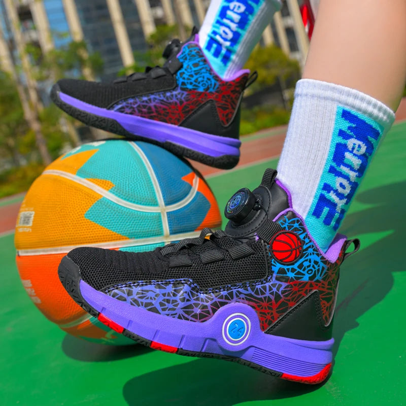 Children Basketball Shoes Original Design 2024 New Indoor Field Training Sports Shoes Comfortable Boy Basketball Shoes for Kids