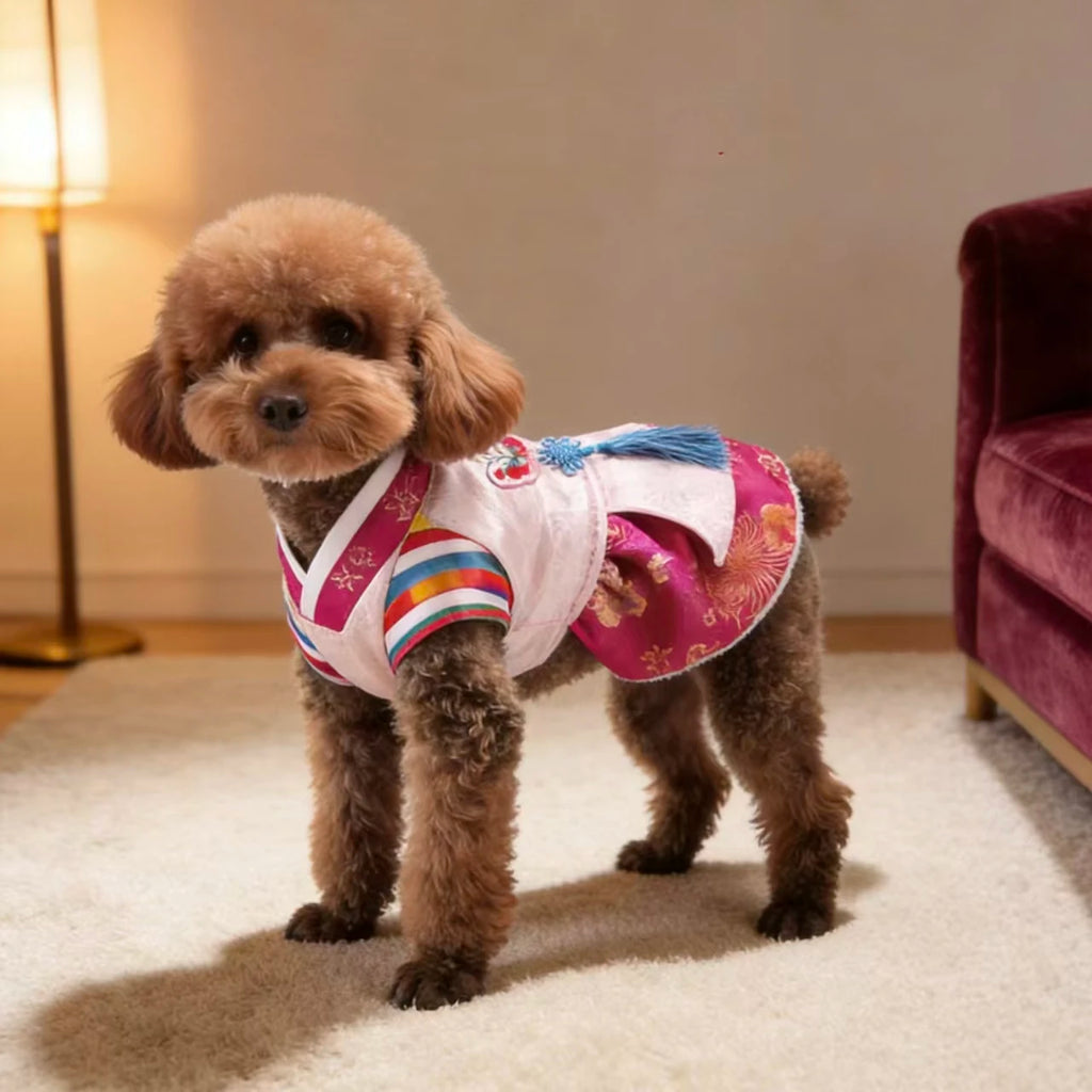 Pet Dog Cat Korean Festival Jackets Winter Dress Coat Gorgeous Clothing for Dog Noble Hanbok Fleece Dog Clothes Puppy Clothing