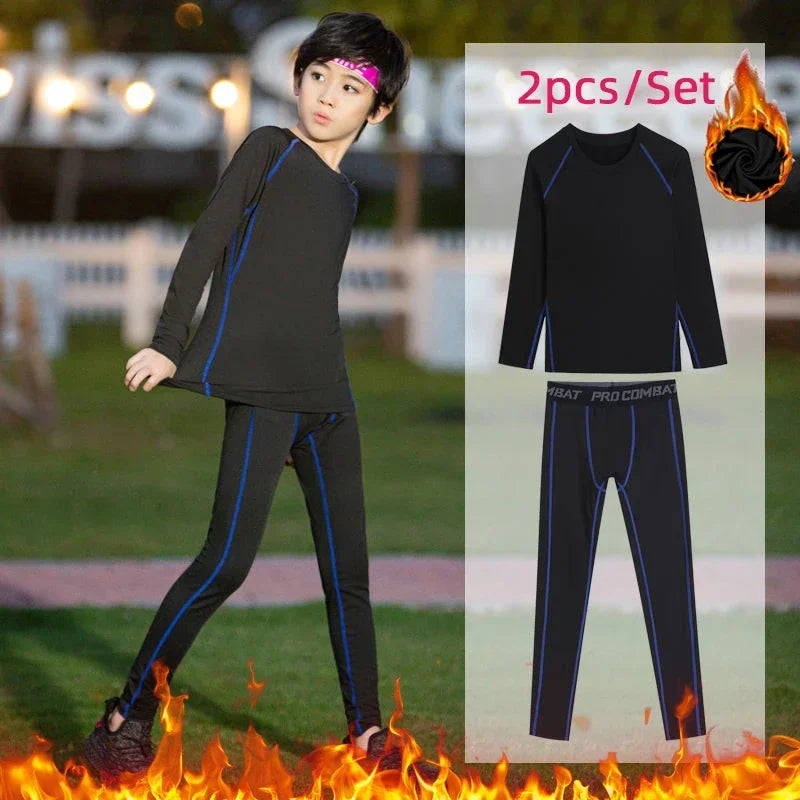 Kids Compression Running Basketball Sportswear Warm Pants Tops Underwear Youth Tight Sports Clothes for Boys Fitness Tracksuits