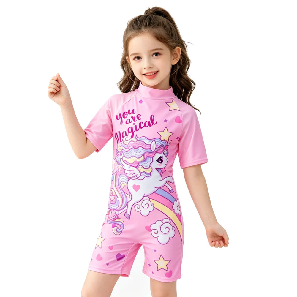 Children's Swimwear 2026 One-piece Swimsuit For Boys And Girls Cute Cartoon Little Kids Sun Protection Hot Spring Swimming Set