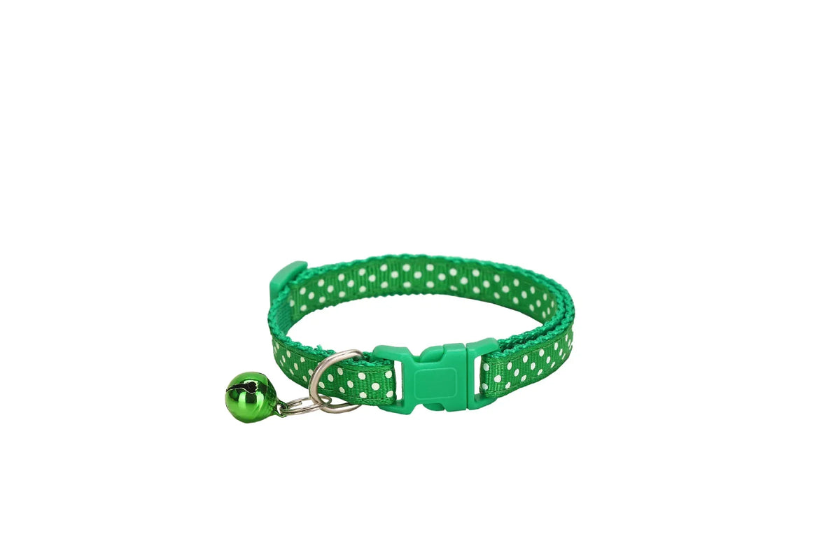 Pet Reflective Material Elastic Accessories Adjustable Security, Bell Dot Dog And Cat With Polka Dot Collar