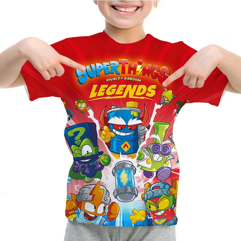 Men Kid Tee Top Boys Girls  Adults Children Parent Child quick dry Tshirts SuperThings Legends Printed Casual O-neck Top Gift