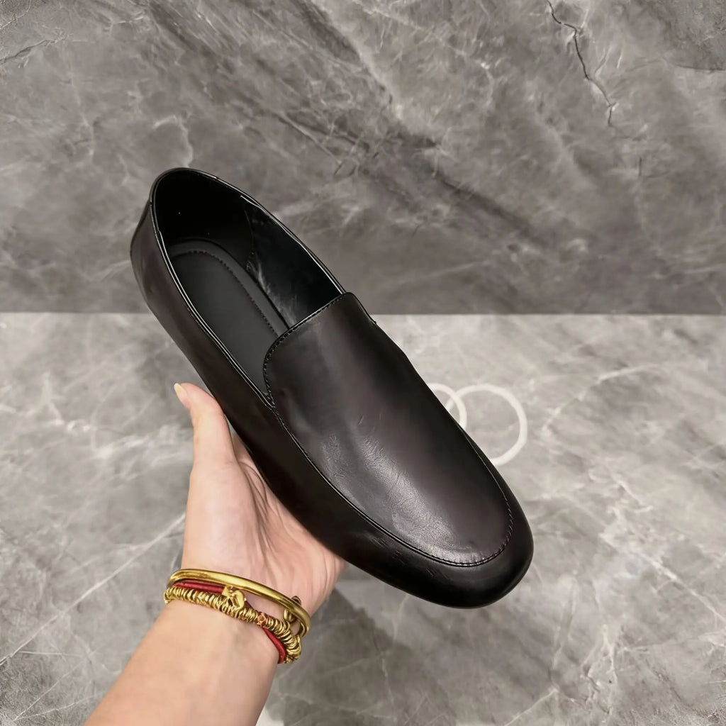 Men's shoes, European leather shoes, slip-on, made of genuine leather, business casual style, loafers for men