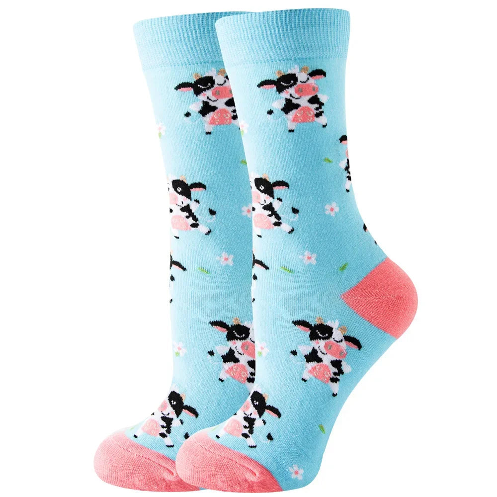 Cute Women Socks Cartoon Animal Food Fruit Socks Kawaii Funny Trendy Socks Happy Harajuku Casual Autumn Spring Stocking