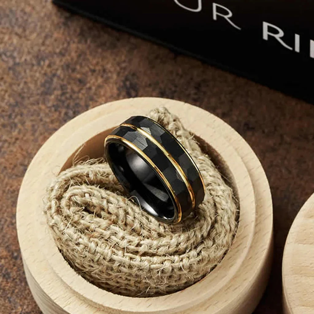 gothic jewelry rings for man Minimalist black tungsten ring luxury joyeria punk jewellery accesorios hombre fashion aneis