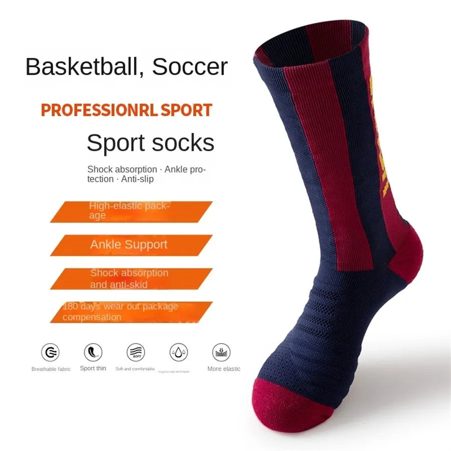 Star Adult Anti-Slip Training Socks 1 Pair Breathable Sports Team Football Thick Towel Bottom for Comfortable Wear