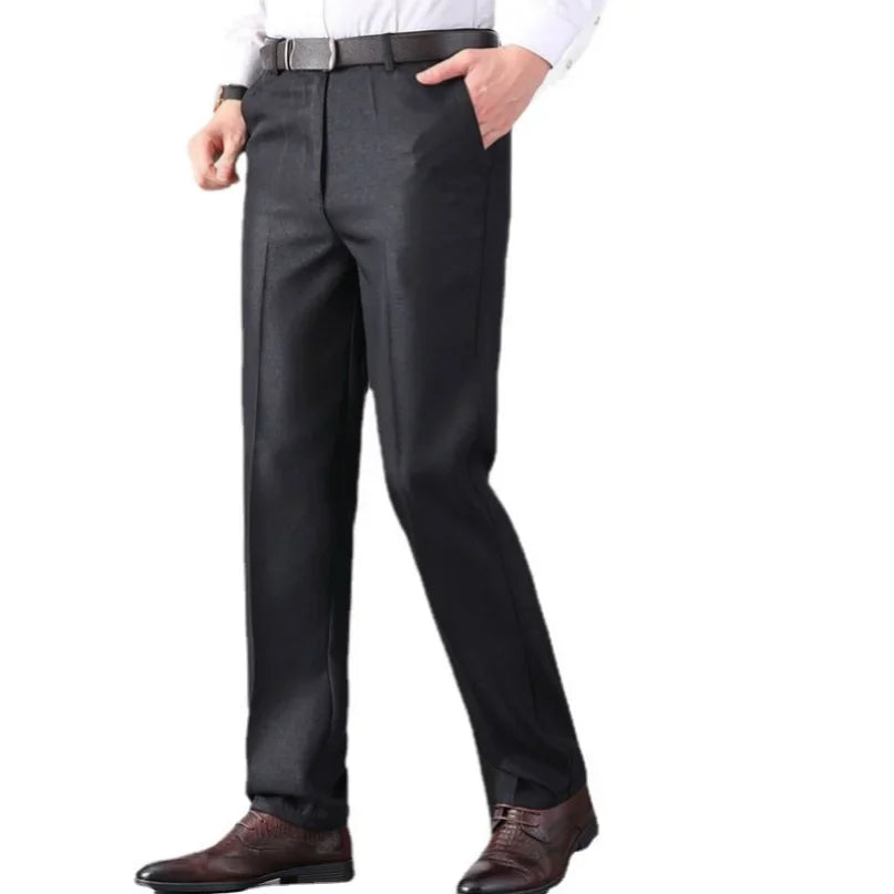 Big Plus Size Formal Pants Men's Summer Thin Autumn Thick Black Blue Grey Stretch Bussiness Loose Suit Office Trousers RIYBEOE