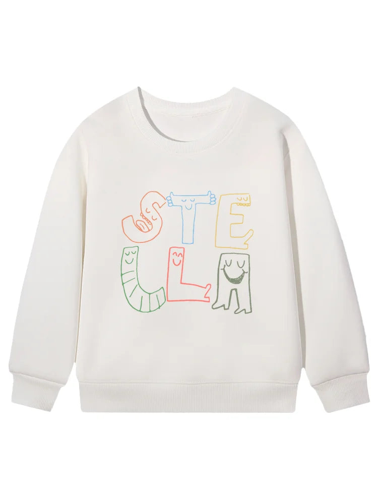 cute Boys sweatshirt Children winter clothing 2026 New cotton fun print long sleeves Kids pullover Cartoon letter Hoodie sweater