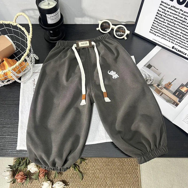 Korea Baby Boys Girls Sweatpants Children Autumn Long Pants Kids Spring Sport Solid Color Trousers Infant Panties Toddler Bottom