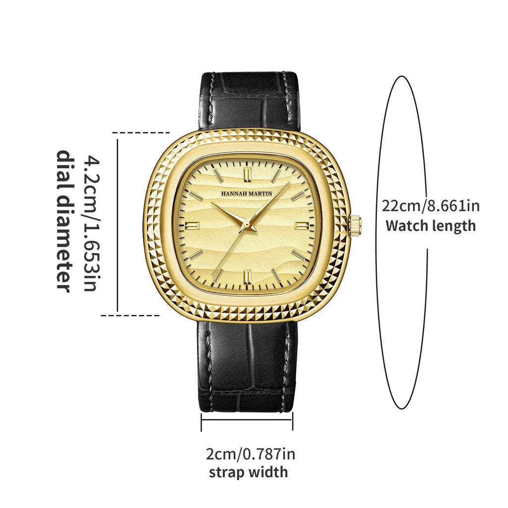 2026 New Gear Ring Watch Square Trendy Men High-End Watch Waterproof Leather Retro High Beauty Male Fashion Quartz Clock Watches