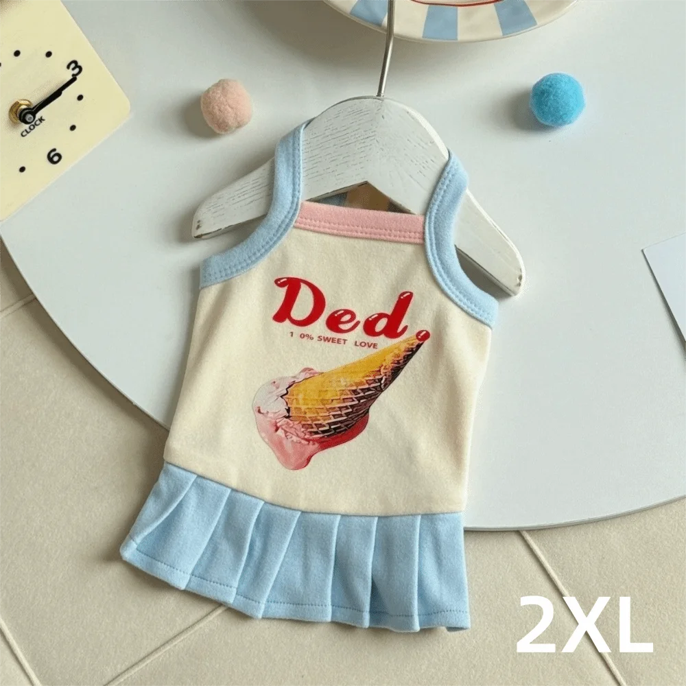 Cartoon Print Pet Ice Cream Camisole Vest Thin Breathable Comfortable Clothing Pet Tank Top Dog Clothes Small Dogs