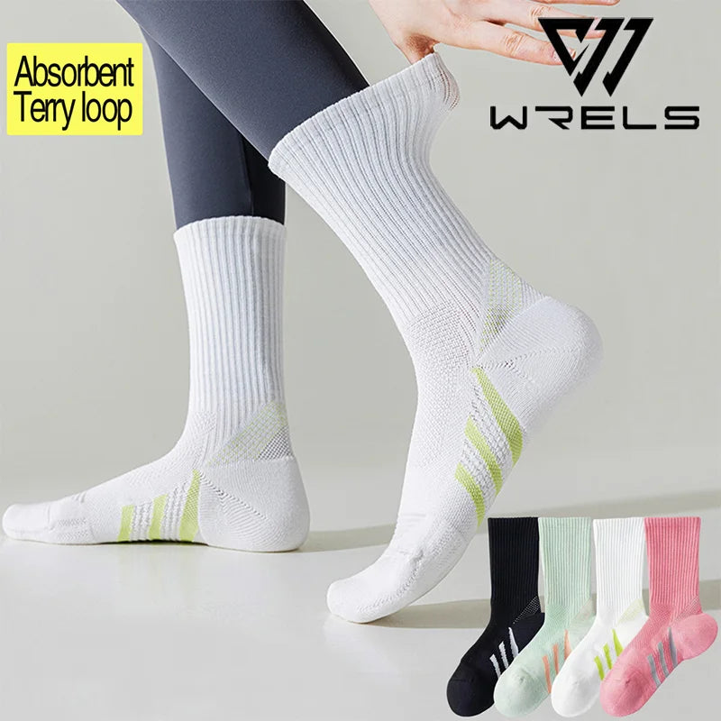 Casual Sports Socks Professional Sweat Absorbing Knee High Athletic Socks Cushioned Breathable Badminton Tennis Fitness Socks