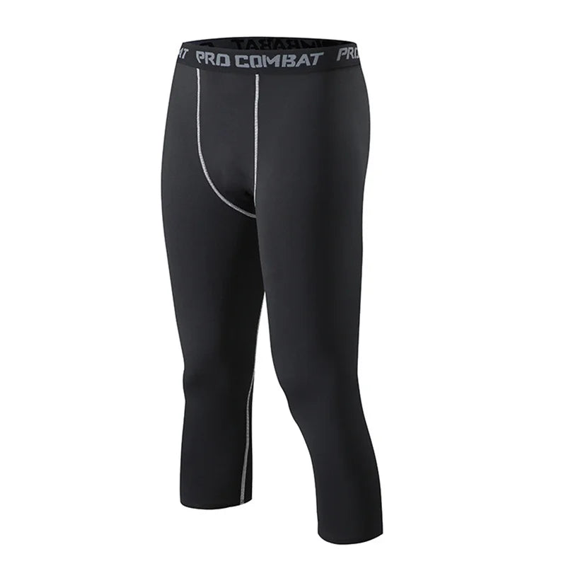 Men's Sports Cropped Pants Sportswear, Running Leggings Gym Leggings Male Compression Sweatpants MenCropped Capri Trousers
