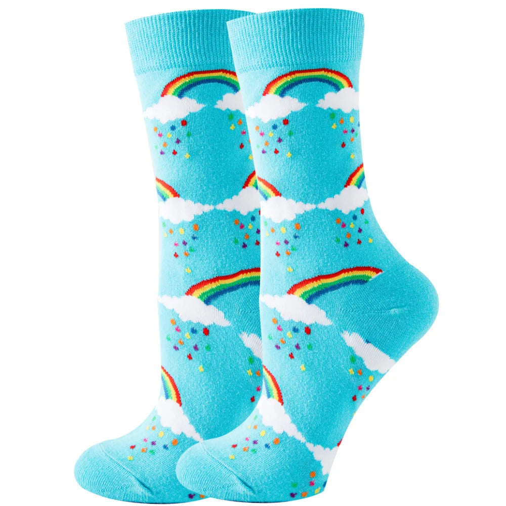 Women Socks Cartoon Animal Cute Printing Kawaii Calcetines Funny Sheep, Rabbit, Hedgehog, Flamingo, Seahorse Colour Socks