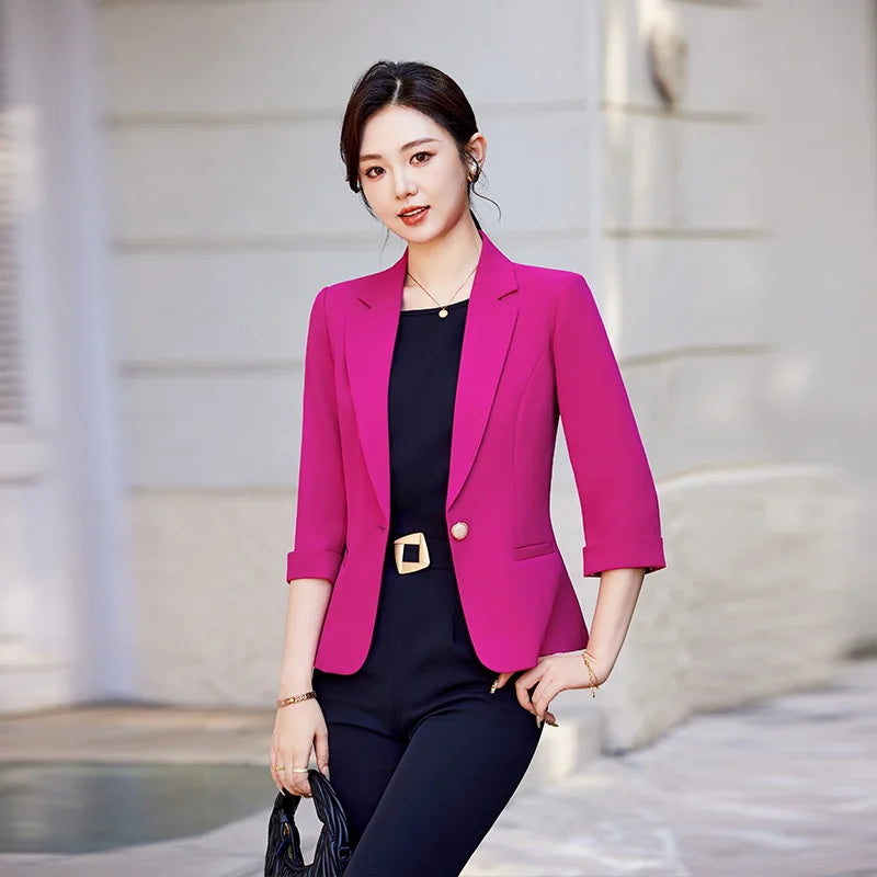 AIyssa Fashionable Professional Women's Clothing, High-Quality Mid-Sleeved Suit Jacket, Stylish, Elegant and Charming. New 2025