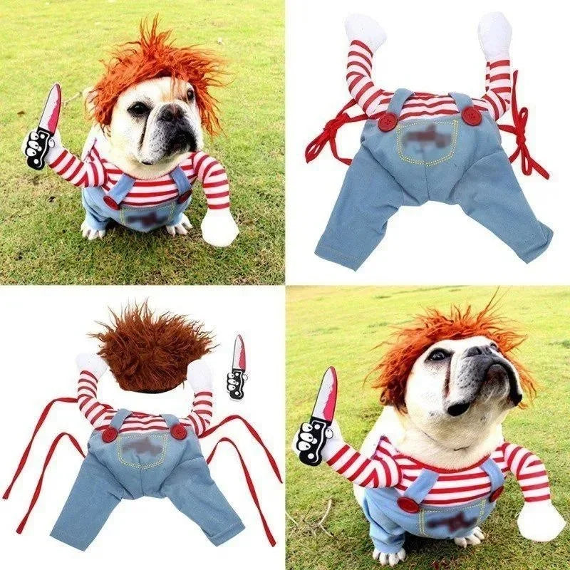 2026 Funny Pet Puppy Clothes Halloween Pet Dog Costumes Comical Outfits Holding A Knife Set Pet Cat Dog Festival Party Clothing