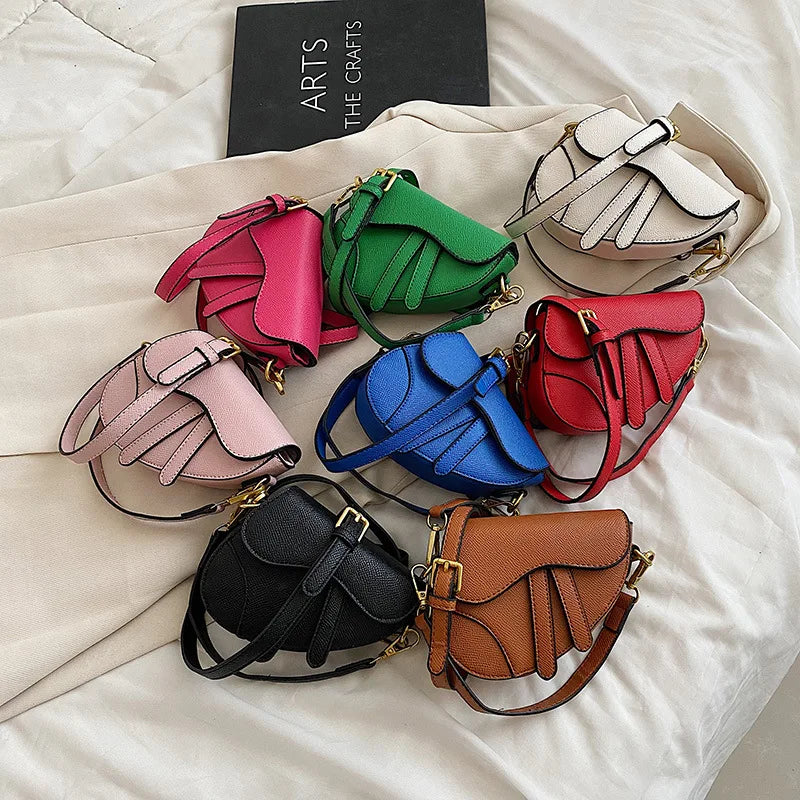 Fashion Children's Bags Ins Girls Niche Messenger Bag Retro Portable Saddle Bag Baby Kids Shoulder Bag Accessories Handbag BM092