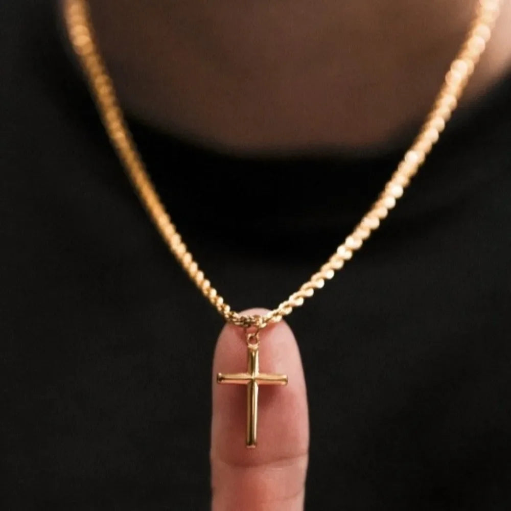 Men's Cross Pendant Necklace Fashion Metal Pendant Accessory Party Jewelry