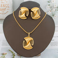 Fashion Gold Plated Jewelry for Women Necklace Earrings and Bracelet Set Dubai Engagement Bridal Accessories Gift Set