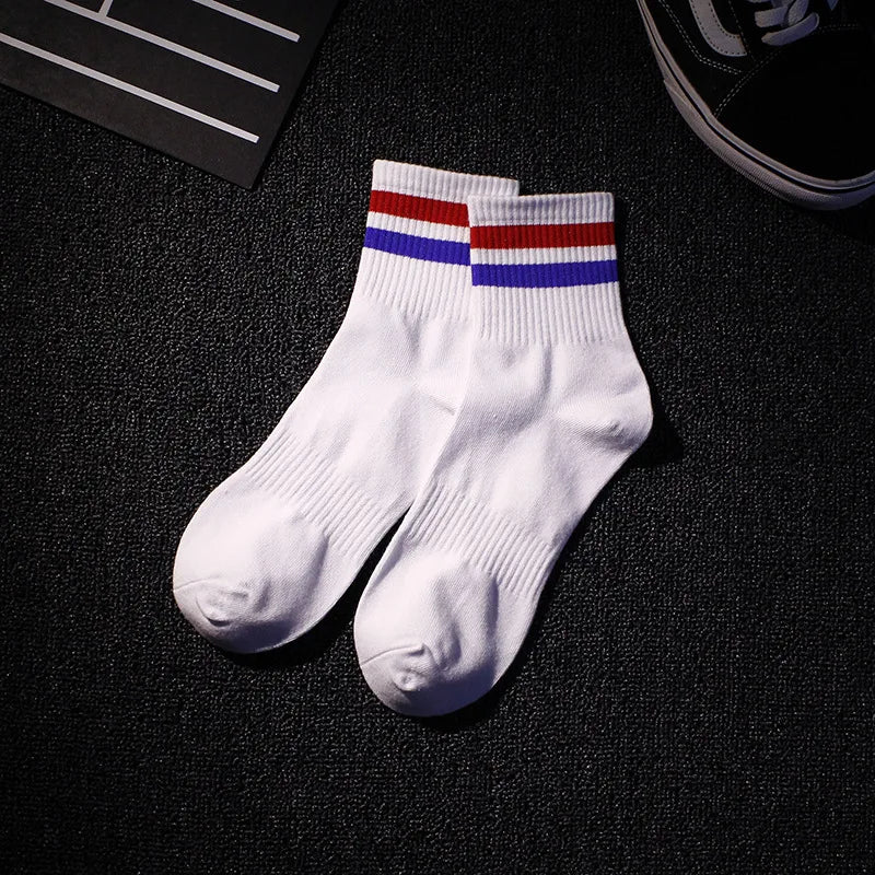 Mens Socks Fashion Hip Hop Cotton Rainbow Stripes Classic Warm Casual Tide Harajuku Funny Pop Korean Socks skarpetki meskie Sox