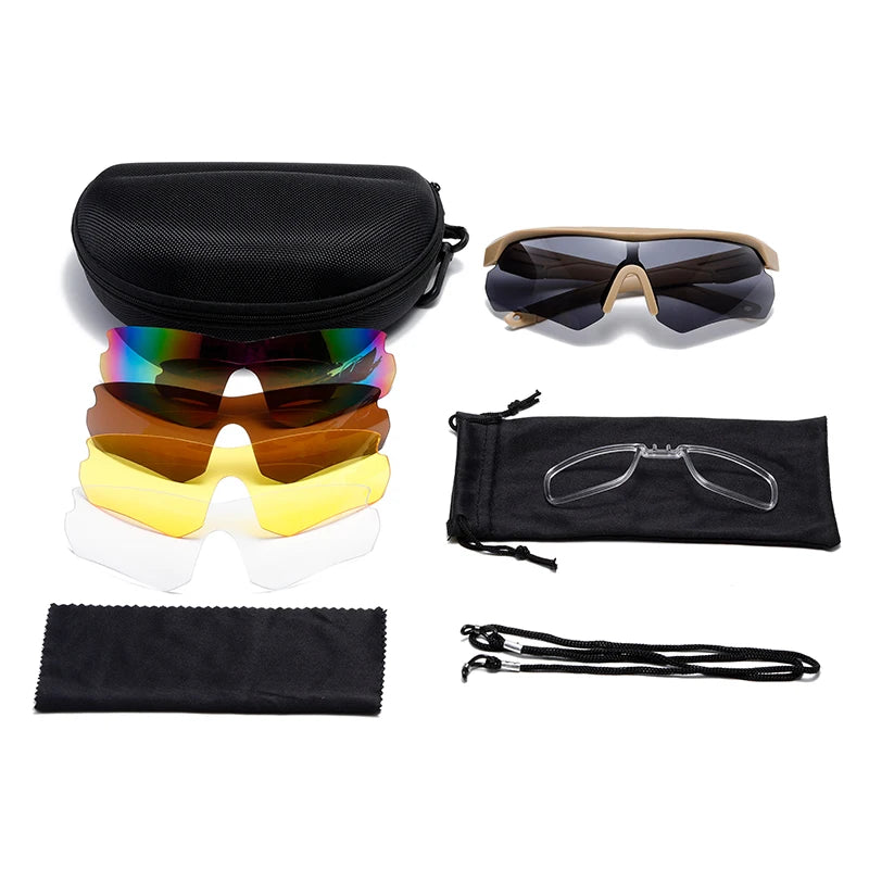 Sports Sunglasses for Men 5 Interchangeable Lenses UV400 Sun Glasses with Case for Outdoor Cycling Fishing