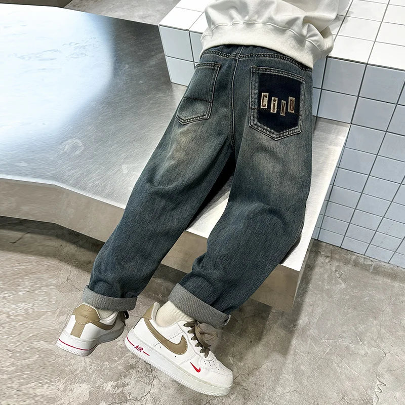 5-14 Years Old Boy Pants with Pockets Korean Style Fashion Spring Autumn Cotton Sport Cargo Pants Kids Children Leisure Trousers