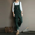 S-5XL Women Corduroy Jumpsuit Pocket Wide Leg Solid Color Loose Sleeveless Simple Autumn Playsuits Rompers Streetwear