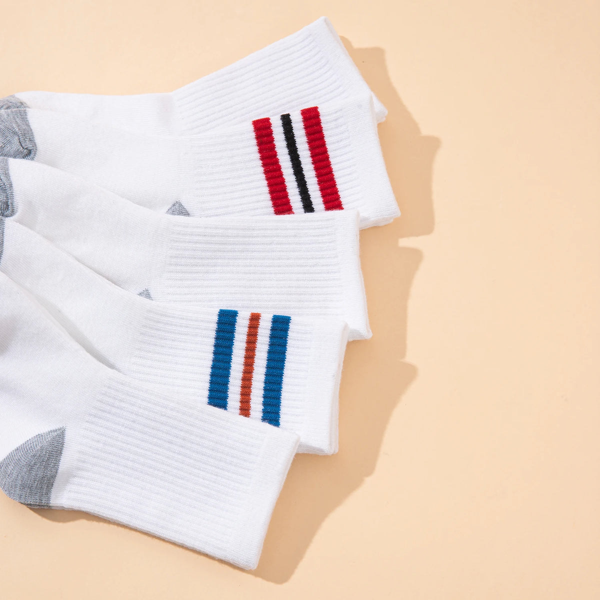 10 Pairs Kids' Sports Mid-Calf Socks, Classic Striped and Color-Blocked Design, Suitable for Students to Wear Back to School