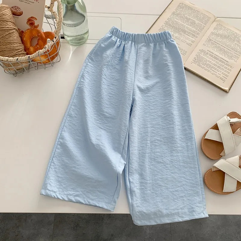 Casual Teen Girl Clothes  2 To 8  9 12 Years Kids Girls Pants Solid Color Trousers Children's Pants For Cute Elegant Girl Wear