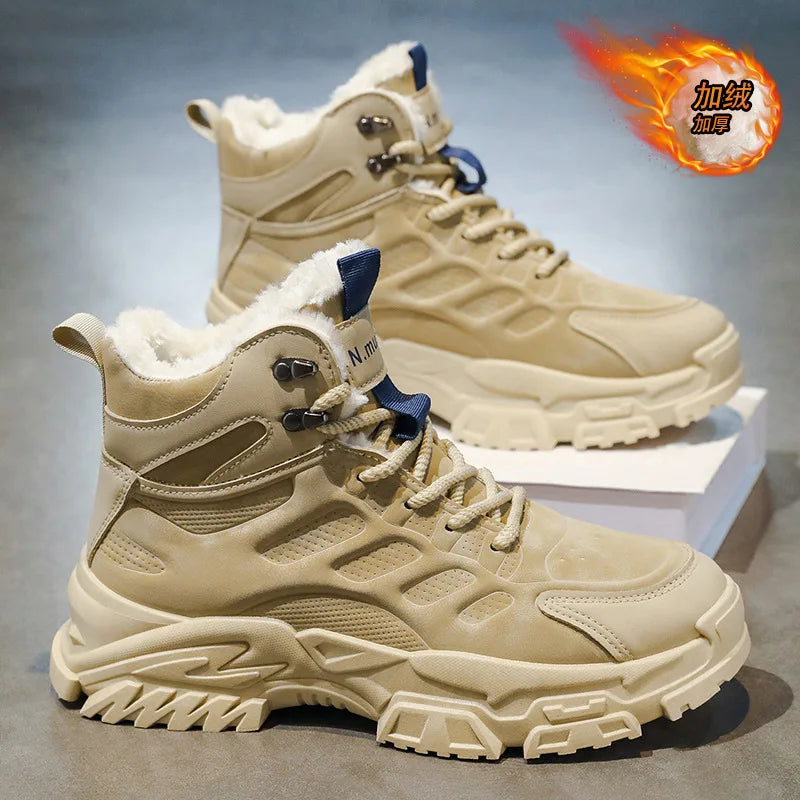 Men Boots 2026 New Winter Slippers Warm Men Shoes Waterproof Non-Slip Plush Sneakers Male Tenis Shoes Boots Men Sneakers Winter