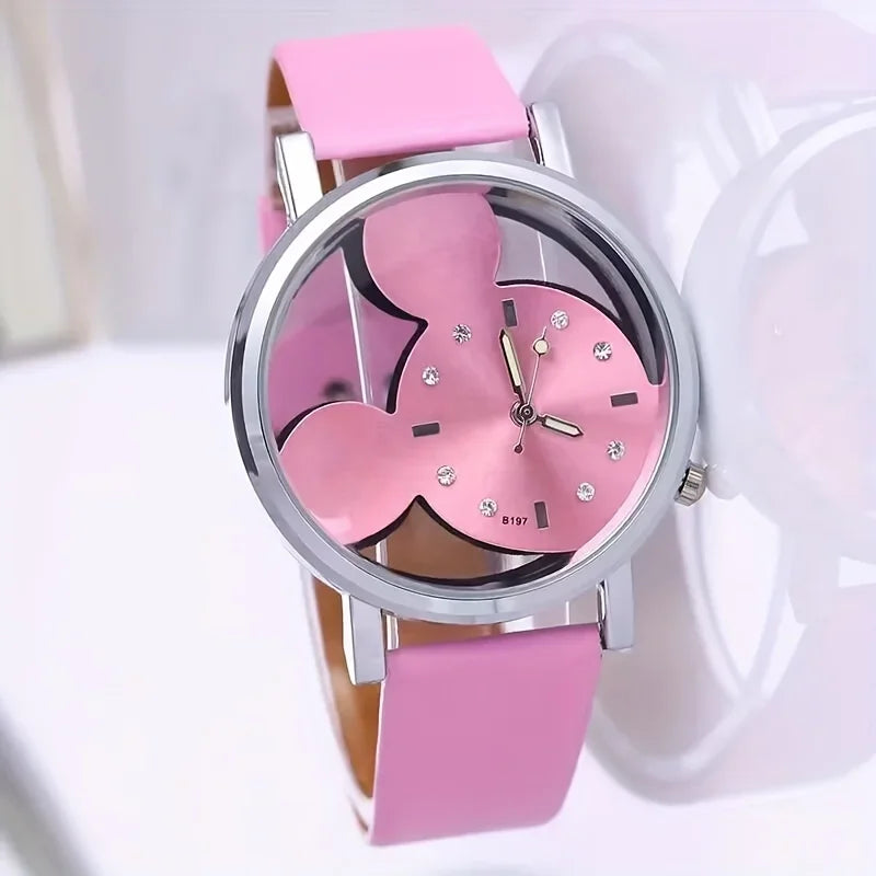 Cute Cartoon Watch for Kids and Girls - Fashionable and Simple Quartz Wristwatch with PU Leather Strap - Perfect Gift Idea