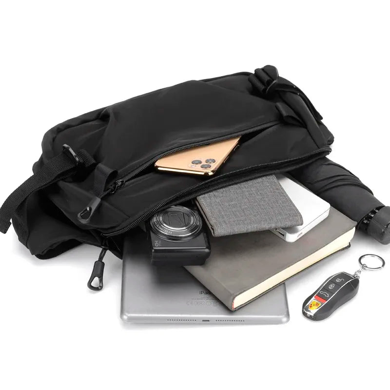 Men multifunctional laptop waist packs trendy computer messenger bag men Sports chest bag large capacity diagonal shoulder bag