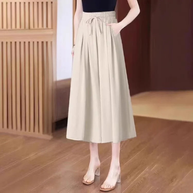 Summer Thin Wide Leg Pants Women's Slimming Trousers Drapey Maxi Skirts Middle-Aged And ly Casual Skirt Pants