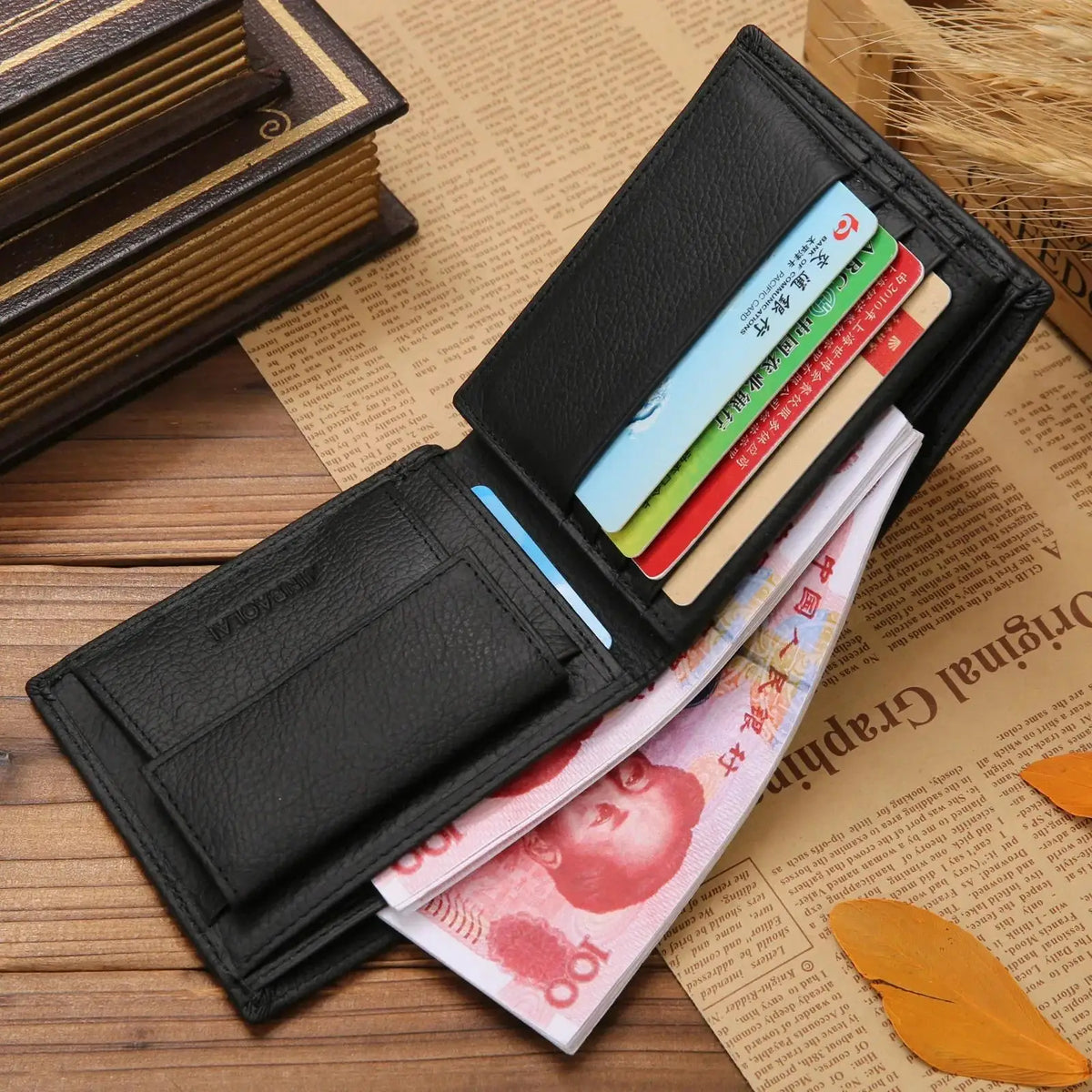 New Men Wallets Premium Product Real Cowhide for Man Short Black Walet Portefeuille Homme
