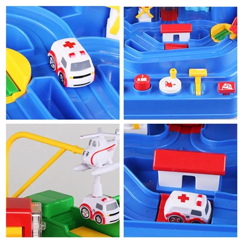 Hot Kids Educational Car Toys for Boys Track Adventure Brain Table Games Rail Cars Mechanical Parking Lots Children Xmas Gifts