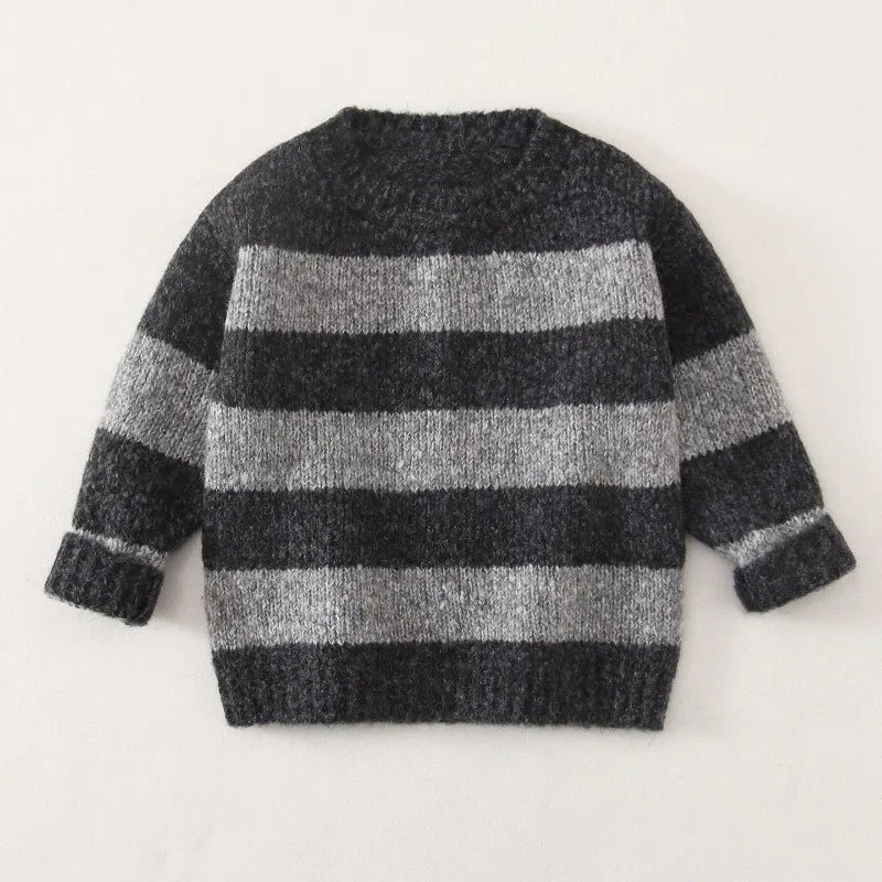 Boys Knitted Sweaters Winter Children Thickened Sweaters Plus Velvet Warm Round Neck Bottoming Shirt Kids Clothing 2026 New