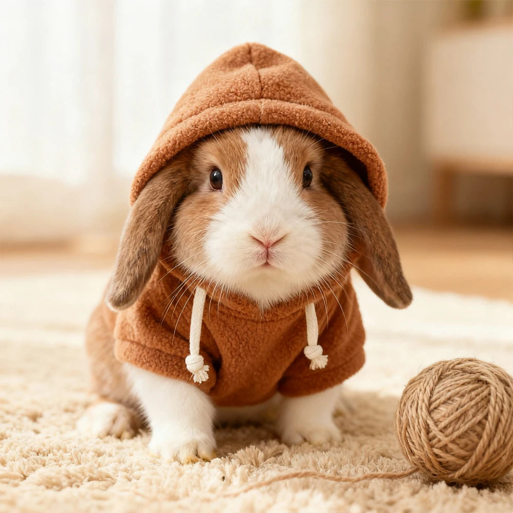 1 PC Warm Winter Pet Pullover Hoodies Outdoor Clothing for Small Animals Bunny Kitten Baby Rabbit Guinea Pig Cosplay Sweatshirt