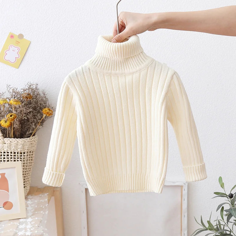 1-5Years Winter Kids Clothes For Girls Knit Sweater Turtleneck Children's Pullover Sweaters Casual Baby Girls Clothing 2023 New