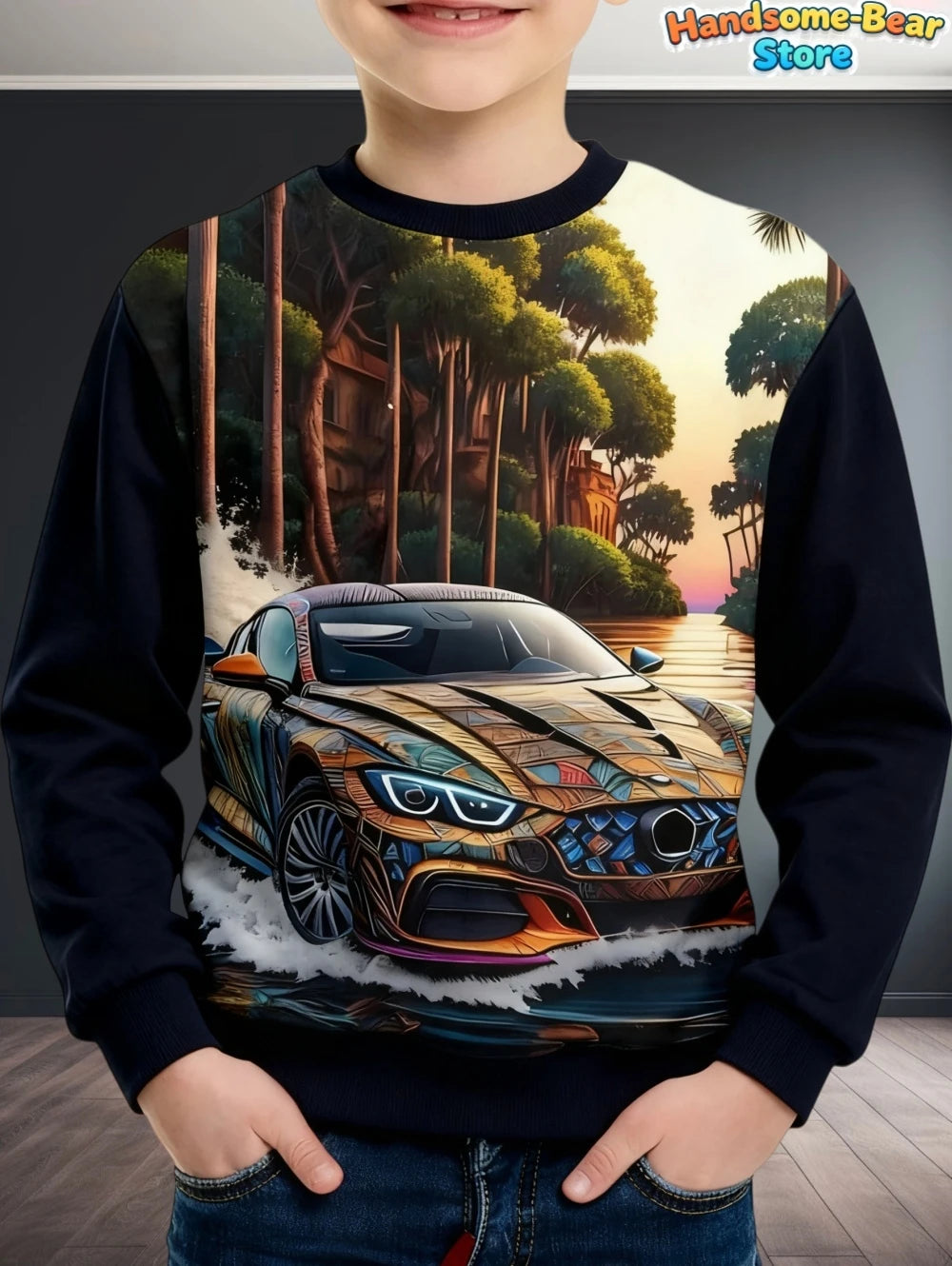Kids Clothes Boys Sweatshirt Long Sleeve Stylish Car Racing Graphic Children Hoodies Autumn Casual Streetwear Loose Boys Clothes