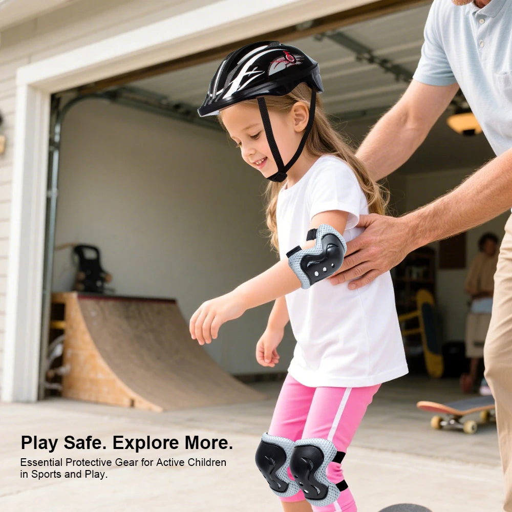 7PCS Kids Protective Gear, Safety Helmet & Knee Elbow Wrist Guards,Protective Pads for Boys Girls Skating Scooter Outdoor Sports
