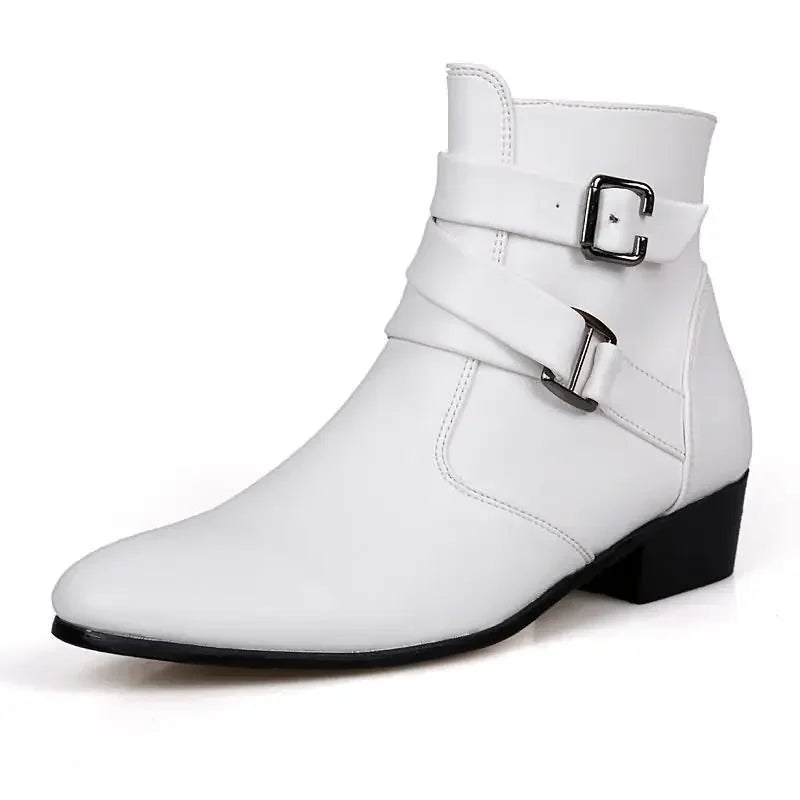 Brand Men's Boots Designer British Style Men Chelsea Boots High-top Buckle Strap Formal Shoes High Quality Men Motorcycle Boots
