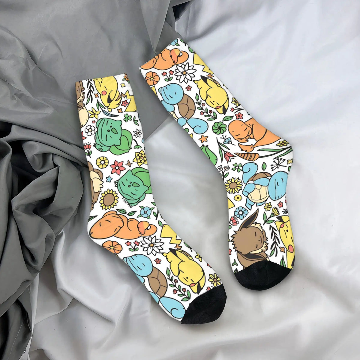 Men's Socks Pokemon Characters  Stockings Non-Slip Comfortable Socks Autumn Modern Design Outdoor Sports Socks