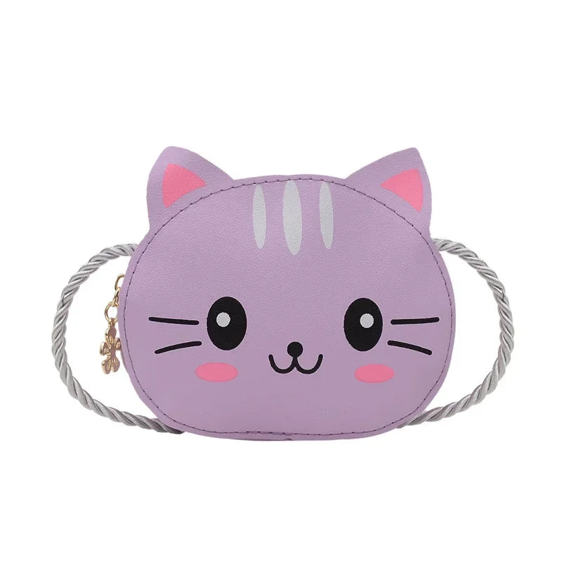 Cute Baby Kids Mini Coin Purse Handbags Boys Girls Wallet Pouch Crossbody Bags Lovely Cartoon Cat Children's Small Shoulder Bag