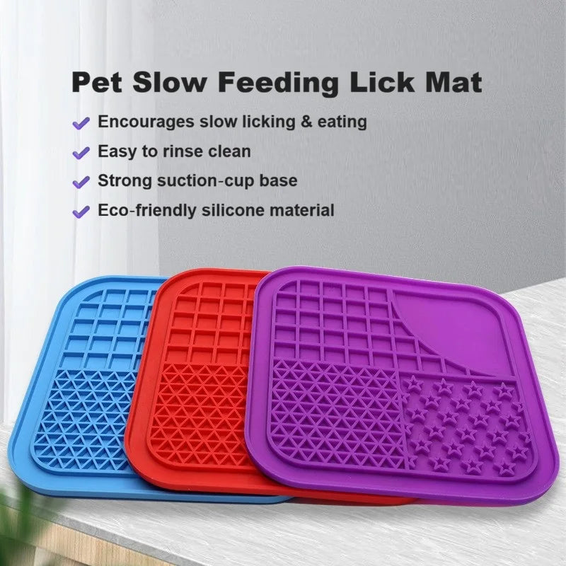 Pet Slow Feeder Lick Mat, Silicone Licking Mat for Dogs & Cats, Anti‑Choking Feeding Mat for Wet Food Paste Treats