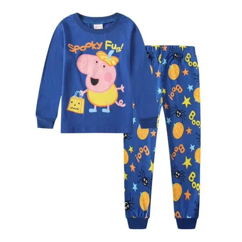 Cartoon Peppa Pig Movable Doll Pajamas Set for Boys and Girls