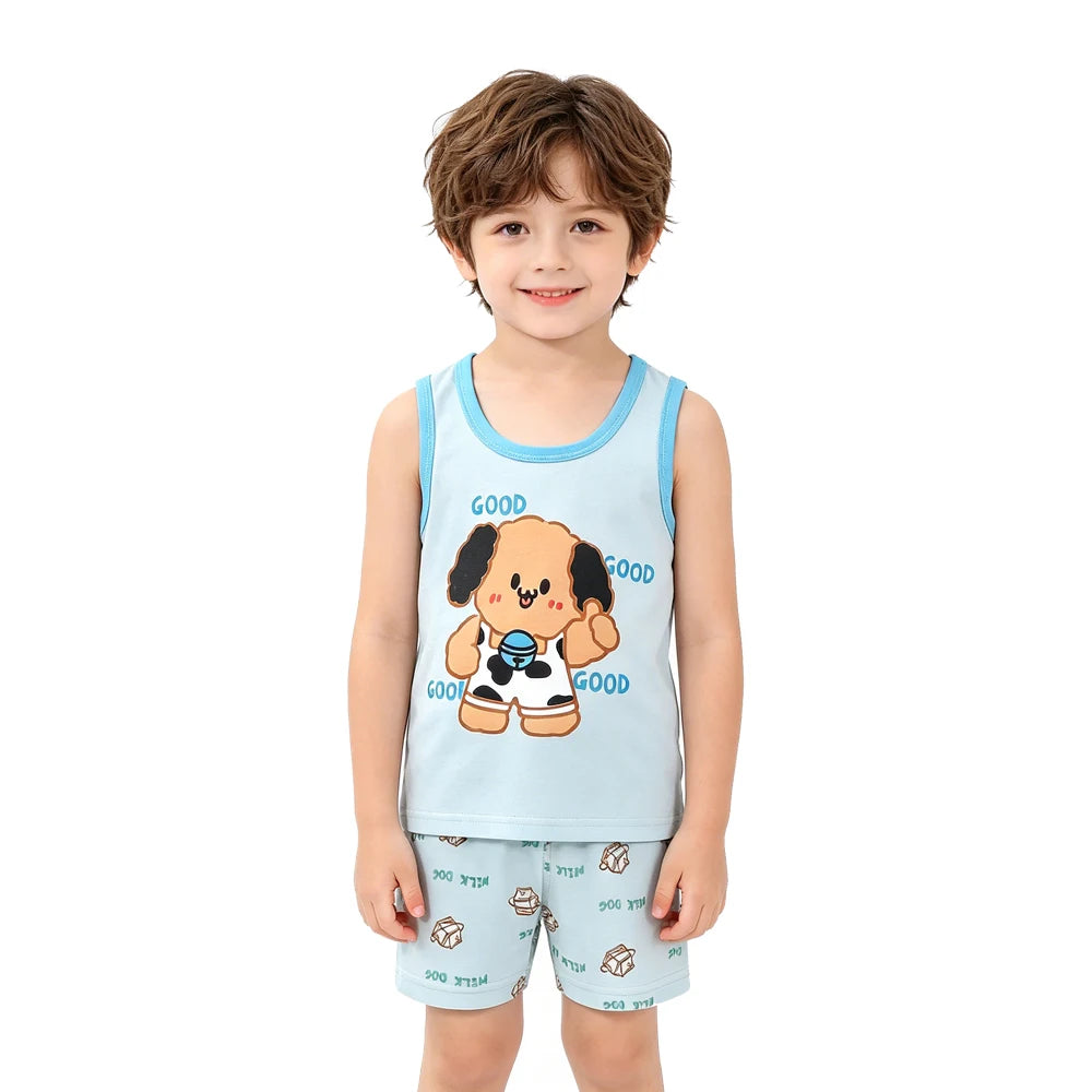 Summer Girls Pajamas Sets Kids Clothes Vest Suit Children Clothing baby Cotton T-Shirts Shorts Tank Top Boys Pyjamas Tank Tops