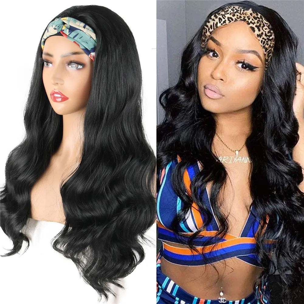 Synthetic Hair Body Wave Headband Wig Women WineRed Black Blonde Wigs For Women Natural Woman Wigs Daily Party Women's Wigs