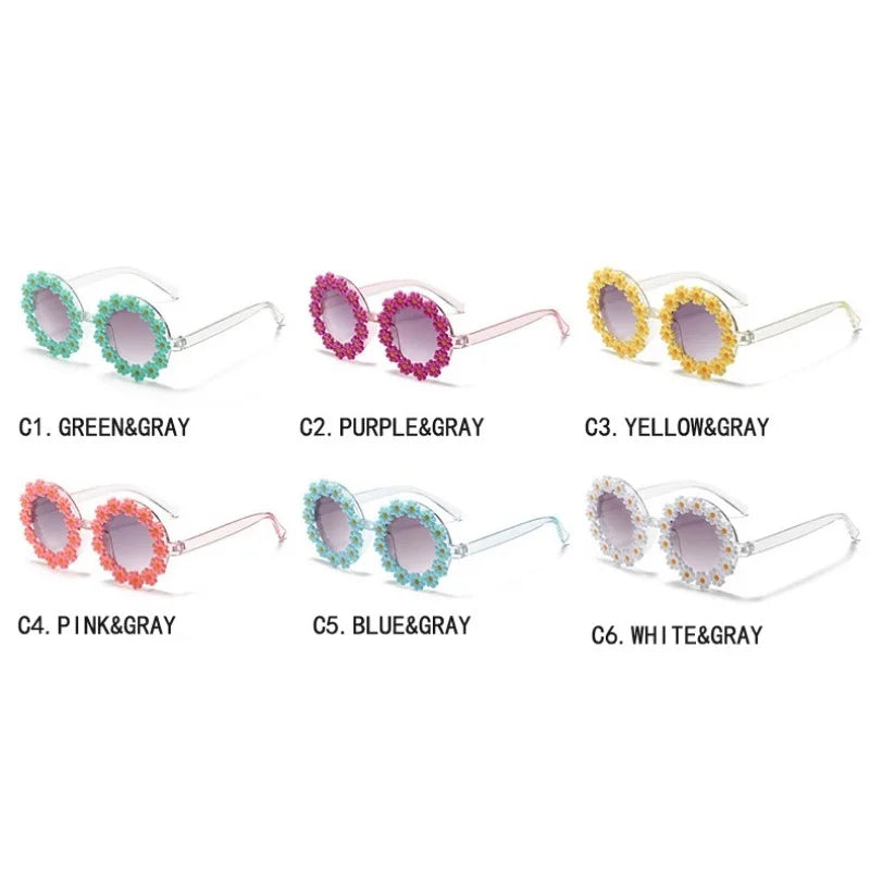 Kids Sunglasses Children Round Flower Sunglasses Girls Boys Baby Shades Glasses UV400 Outdoor Sun Protection Eyewear