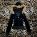 Street vintage Harajuku Autumn Winter riveted cool girl Gothic zipper hoodie coat Punk plush hat warm Y2K short cardigan jacket